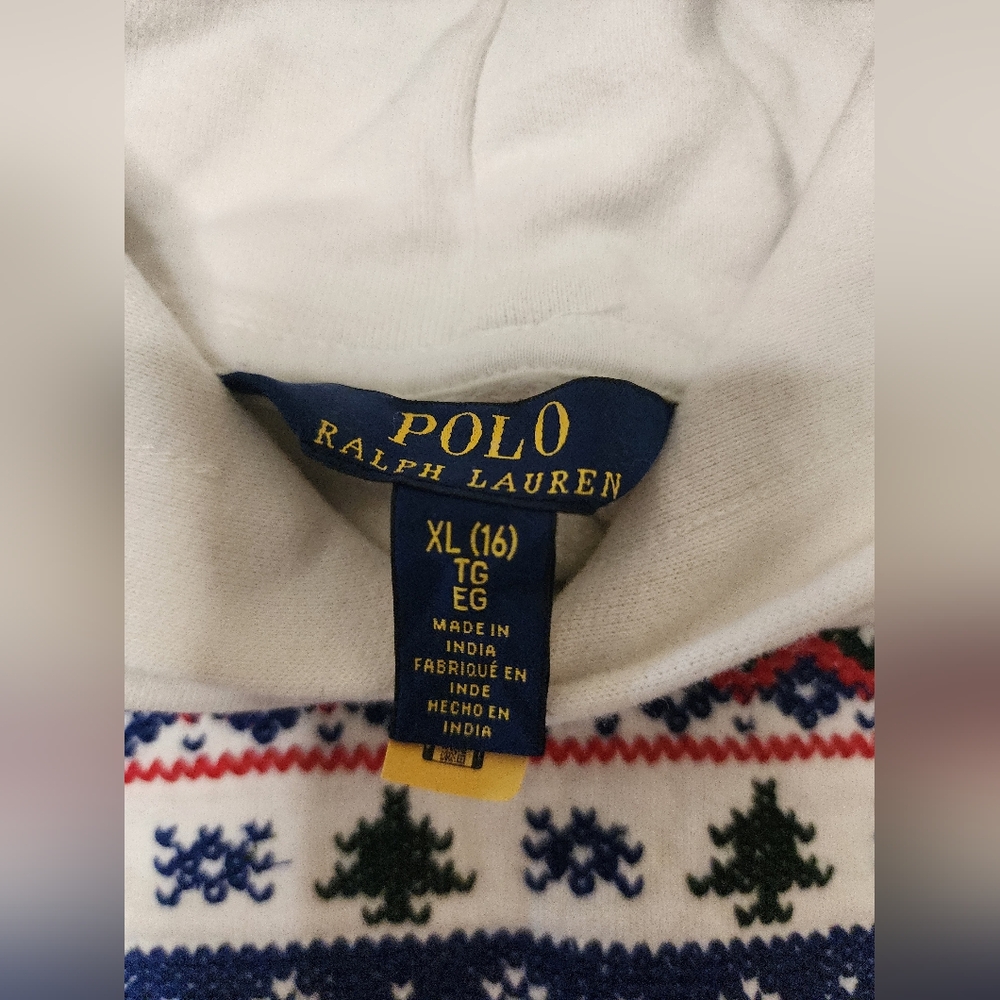 RARE Polo Ralph Lauren Christmas Reindeer Embroidered Hoodie Womens S/M Youth XL - Picture 4 of 7